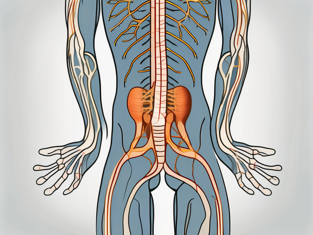 The human nervous system highlighting the sacral nerves