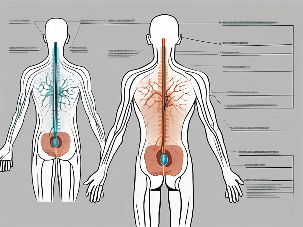 A cross-section of the human body focusing on the sacral nerve area