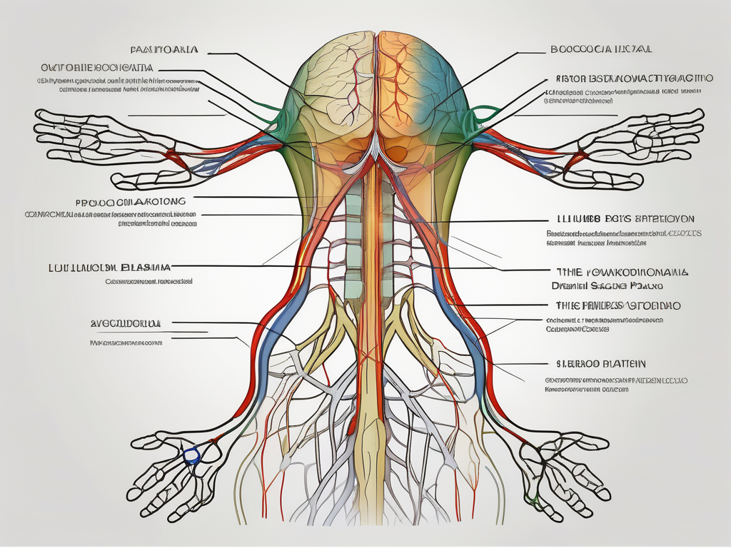 The lumbo sacral plexus highlighting the different nerve roots in a detailed and color-coded anatomical diagram