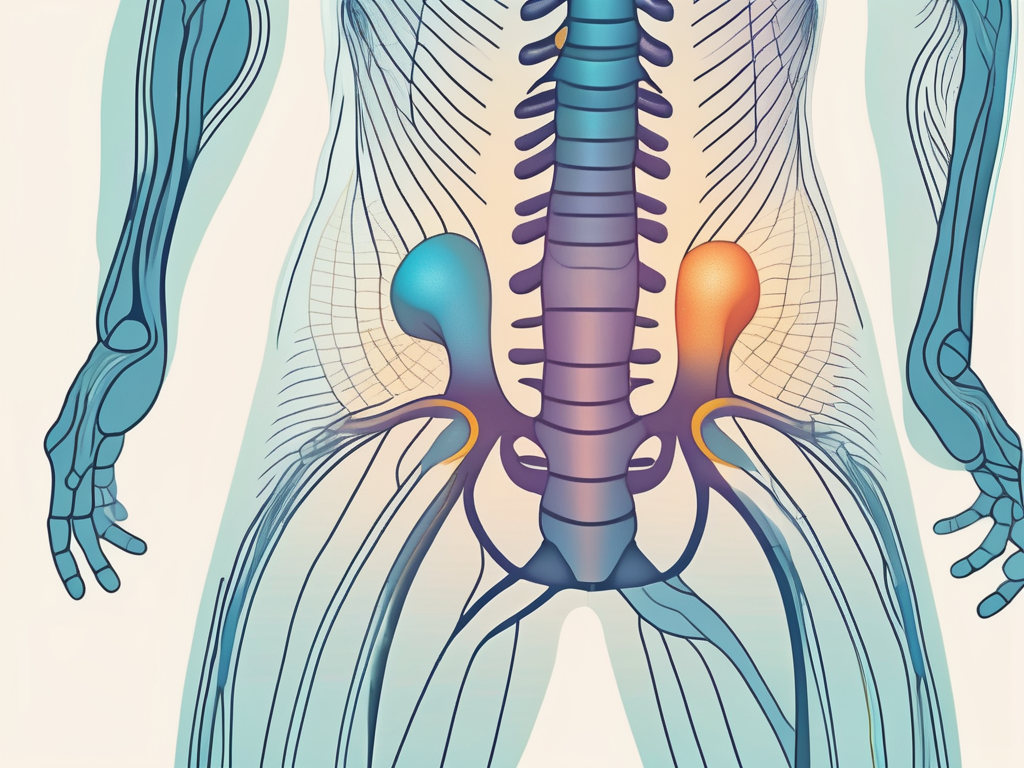 A human silhouette showcasing the sacral area of the spine