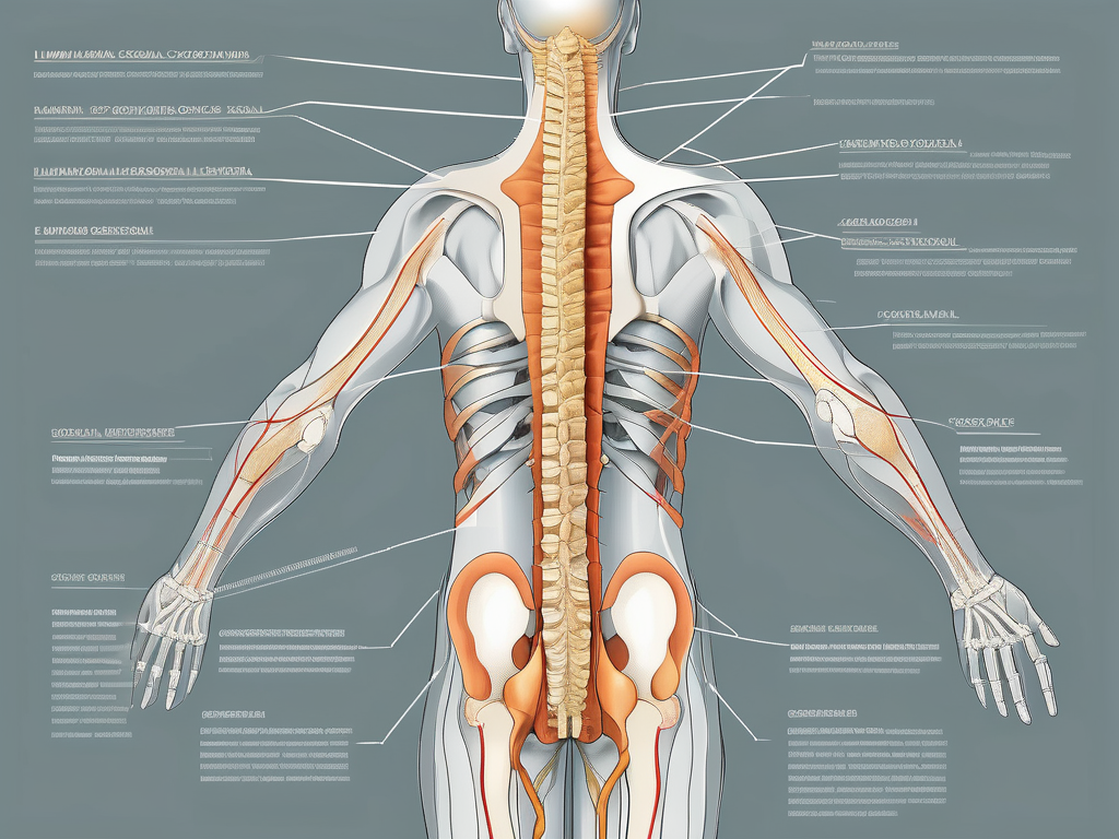 The human spinal column highlighting the lumbar and sacral regions