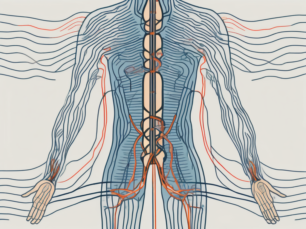 A sacral nerve connected to a stimulator