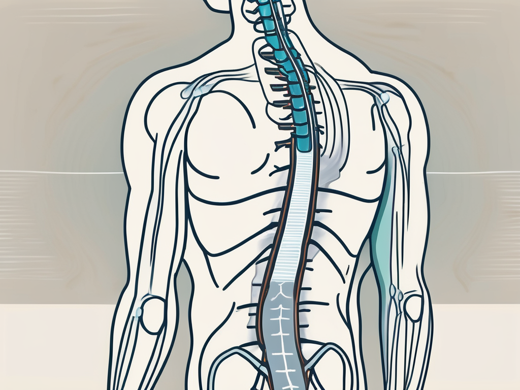 A sacral nerve stimulator device next to a human spine