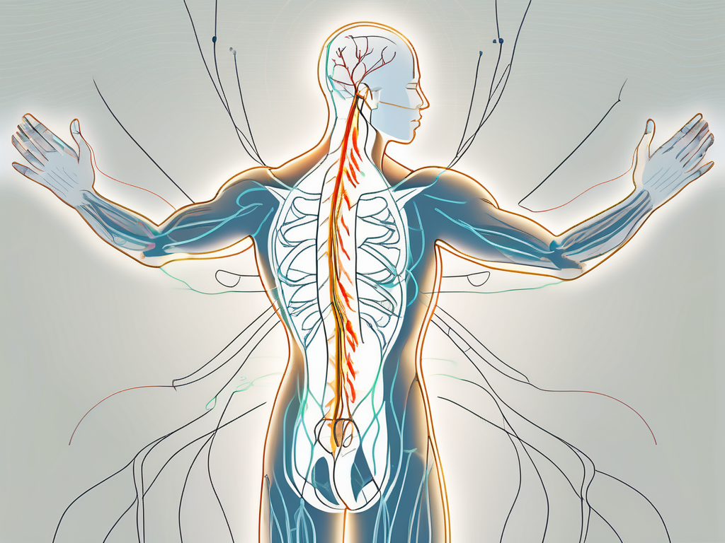 A sacral nerve highlighted within a simplified