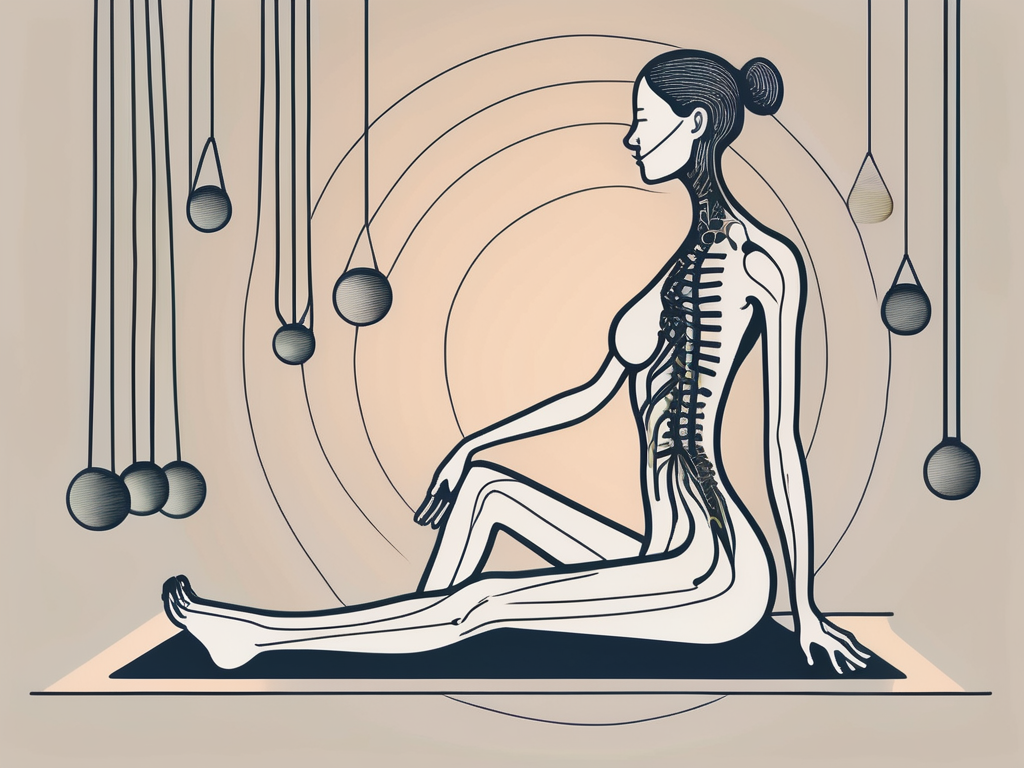 A human silhouette highlighting the sacral region of the spine with an abstract representation of nerve root cysts