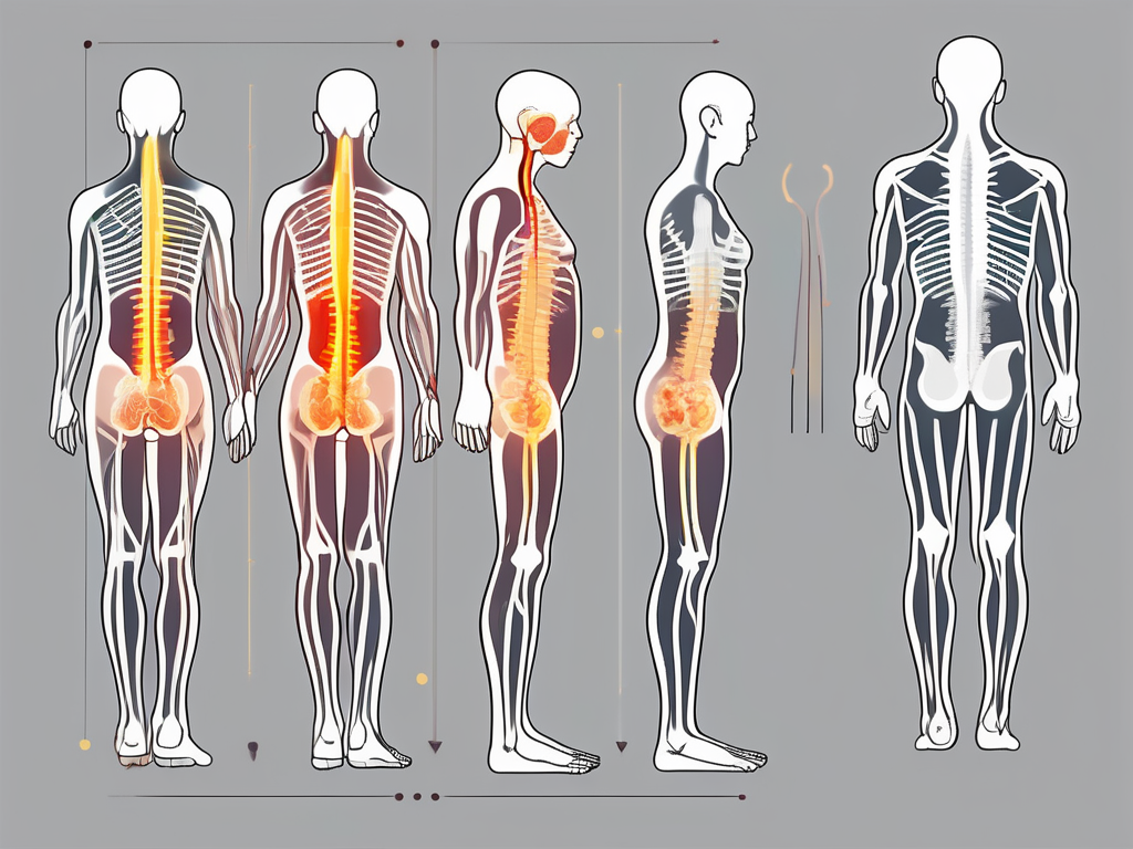 The human spinal column focusing on the sacral region with highlighted nerves