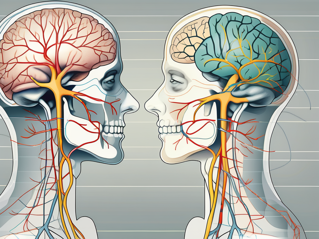 The human nervous system highlighting the cranial nerve