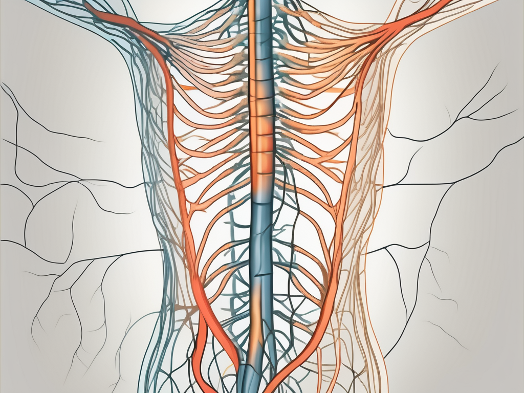 The human nervous system highlighting the sacral nerves