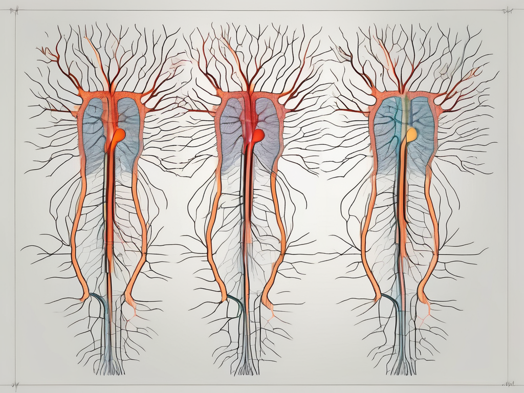 The human nervous system highlighting the sacral nerve region with visual indicators of potential damage