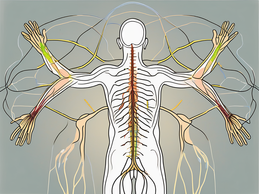 The human nervous system highlighting the sacral nerves