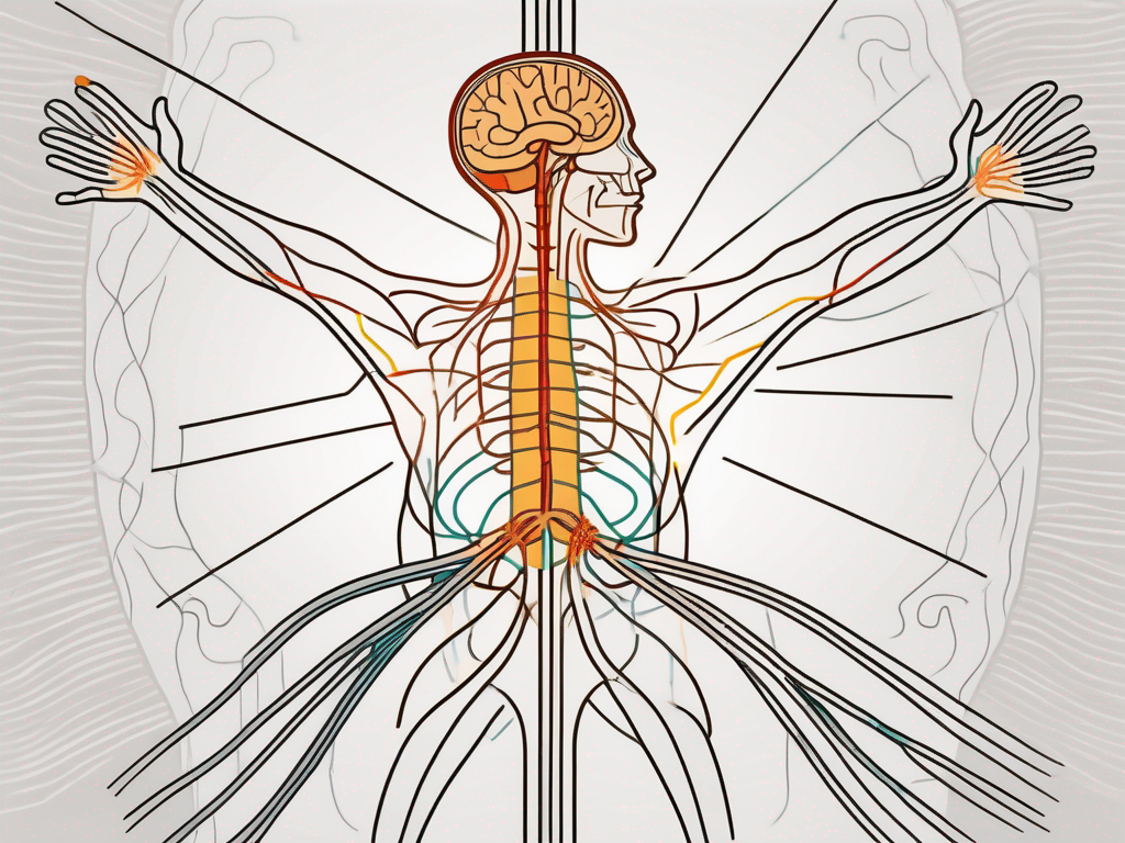 The human nervous system highlighting the sacral nerve region